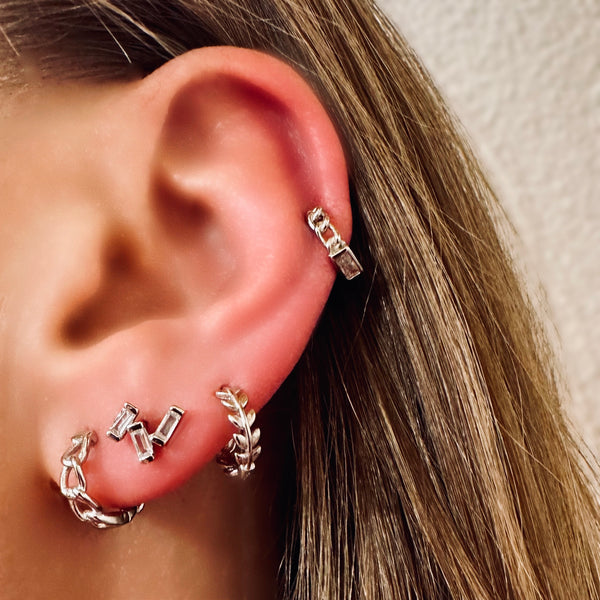 Ear cuff SHERIL argent et cristal blanc