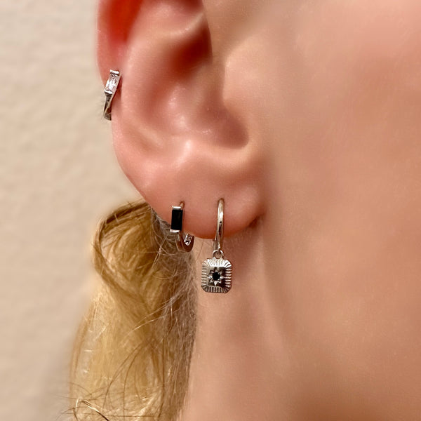 RADA hoop earrings in silver and black crystals