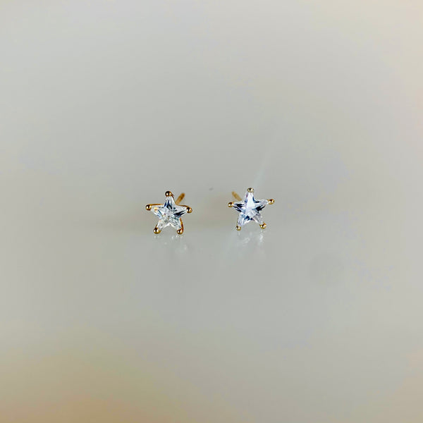 Earrings ZVEZDA yellow gold and white crystals