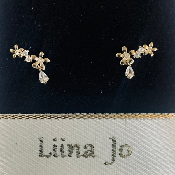 Earrings POLANA yellow gold and white crystals