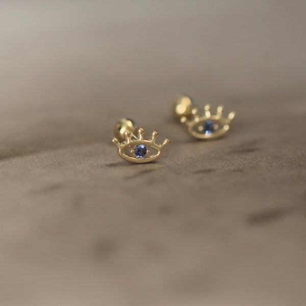 Ear piercing GLAZ yellow gold and blue crystal