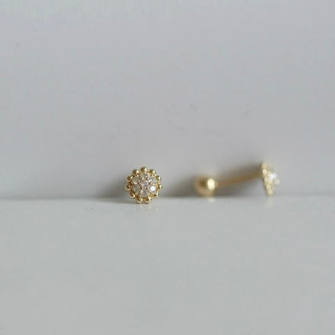 Piercing d’oreille ROSSIP or jaune et cristaux blancs