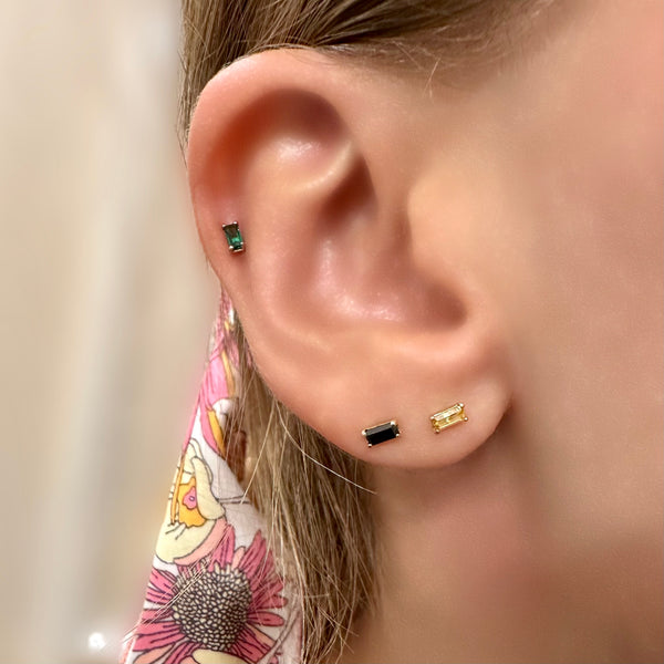 Earrings BLOK ONIKS yellow gold and black crystals