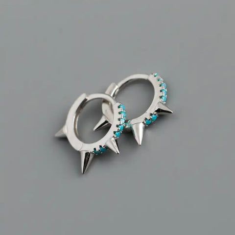 MASHA hoop earrings in silver and blue stones 