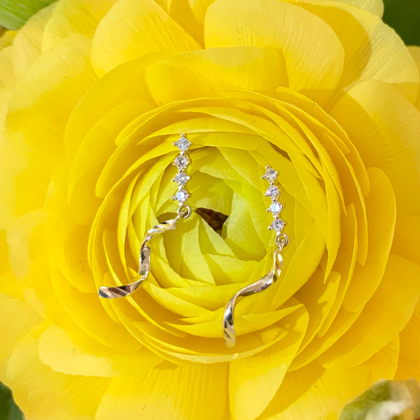 Earrings LOKON yellow gold and white crystals