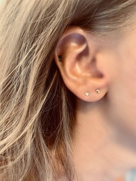 Piercing d’oreille LUNA or jaune et cristaux blancs