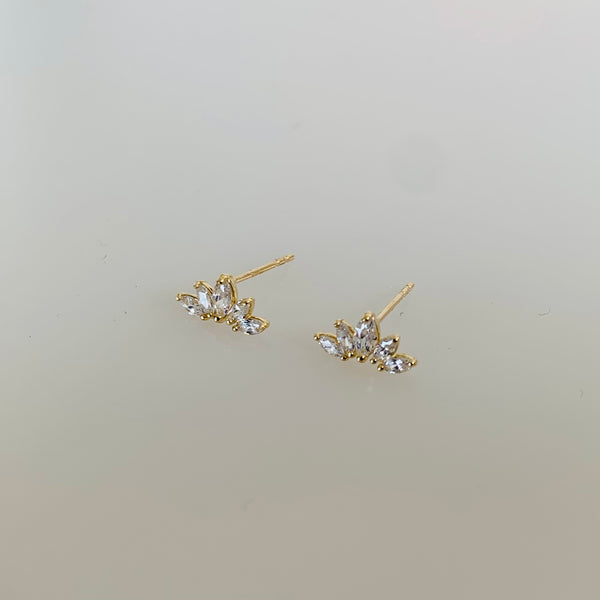 Earrings DIADEMA yellow gold and white crystals