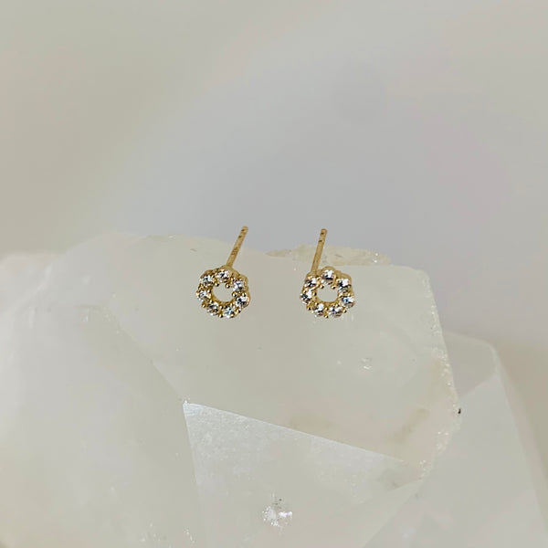 Earrings KRUG yellow gold and white crystals