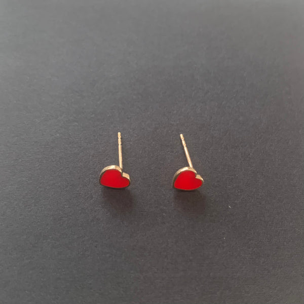 Earrings SERDCE yellow gold and red enamel