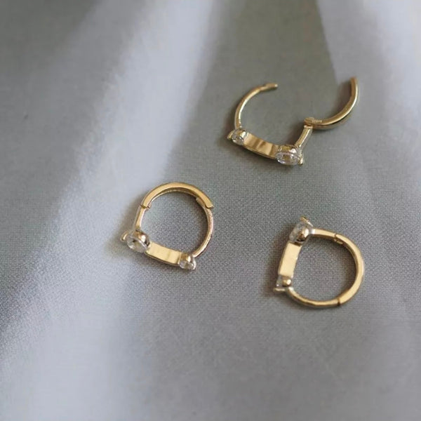 Earrings hoops DVE yellow gold and white crystals