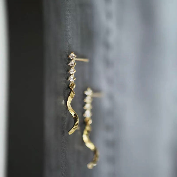 Earrings LOKON yellow gold and white crystals