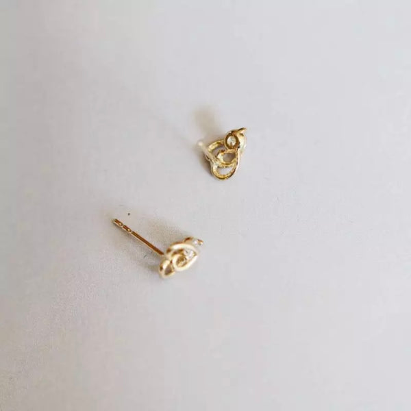 Earrings LOV yellow gold and white crystals