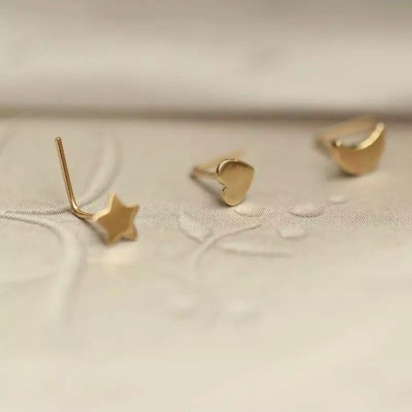 Nose piercing SERDCE yellow gold